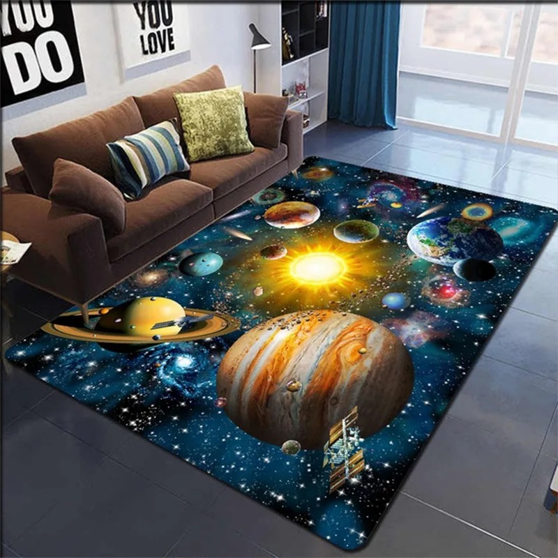 Outdoor Furniture For Cafe - VIKAMA Cartoon Planet Crystal Velvet Carpet