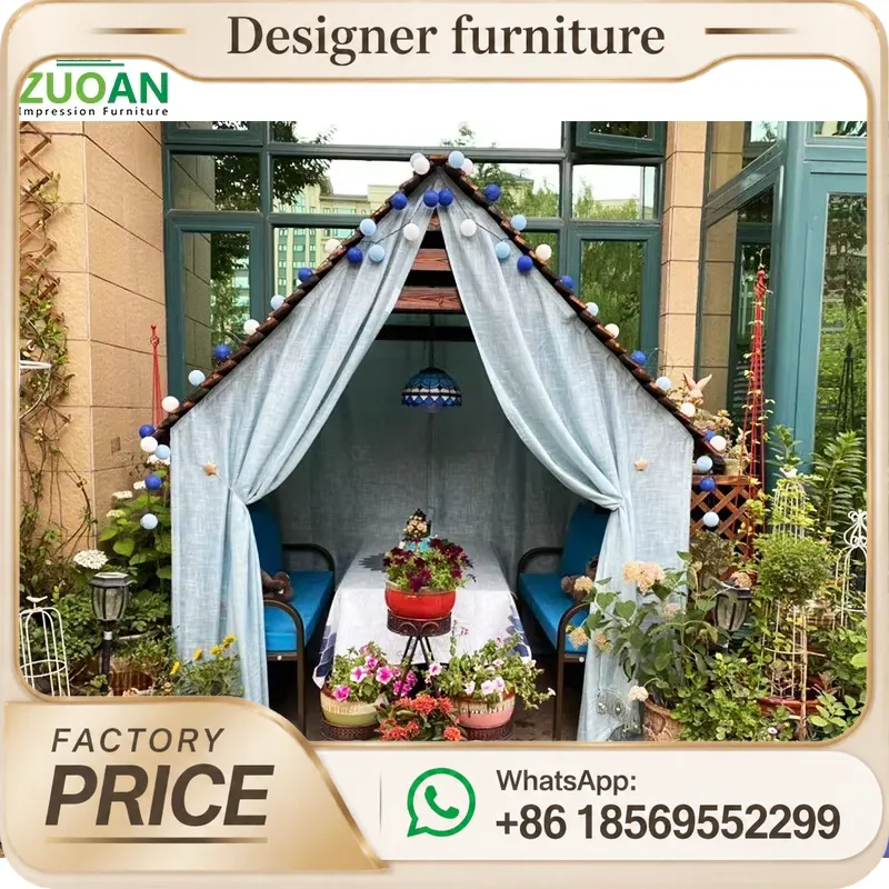 Outdoor Furniture Set - WPC Pavilion Gazebo Outdoor Wooden Garden